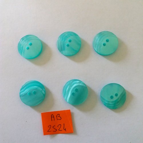 6 boutons en résine bleu - 18mm - ab2524