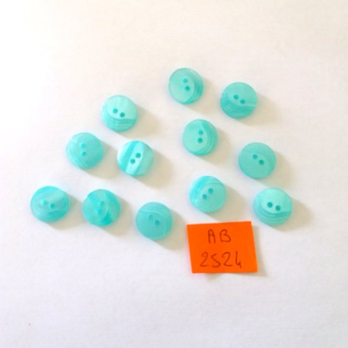 12 boutons en résine bleu - 11mm - ab2524