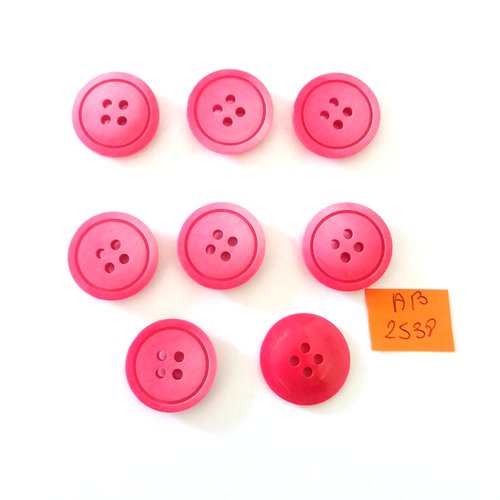 8 boutons en résine rouge/rose - 23mm - ab2538
