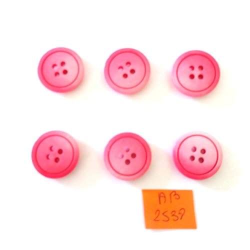 6 boutons en résine rouge/rose - 20mm - ab2538