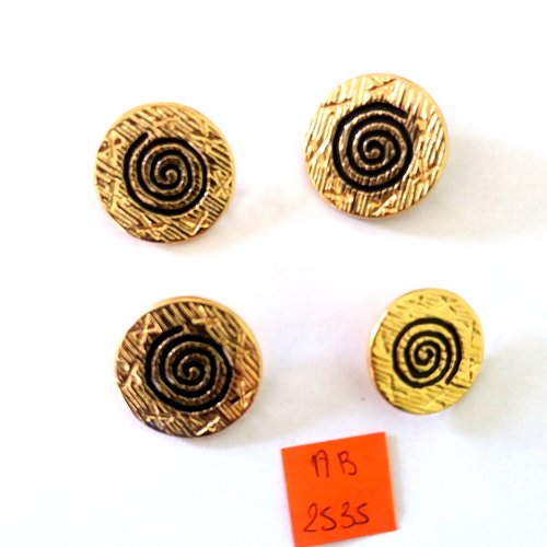4 boutons en métal doré et  noir - 24mm et 20mm - ab2535