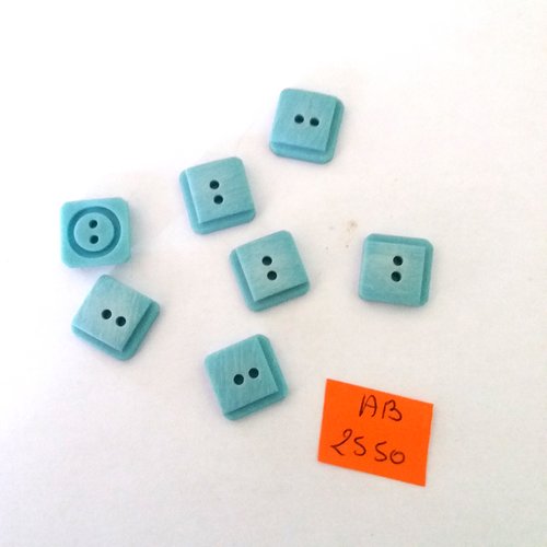 7 boutons en résine bleu - 14x14mm - ab2550