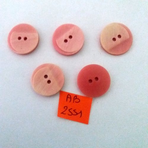 5 boutons en résine rose - 20mm - ab2551