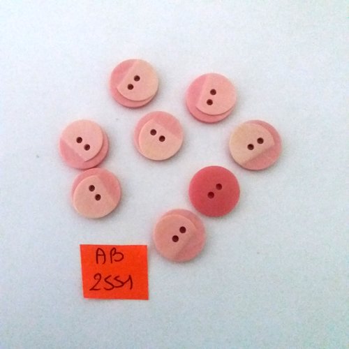 8 boutons en résine rose - 15mm - ab2551