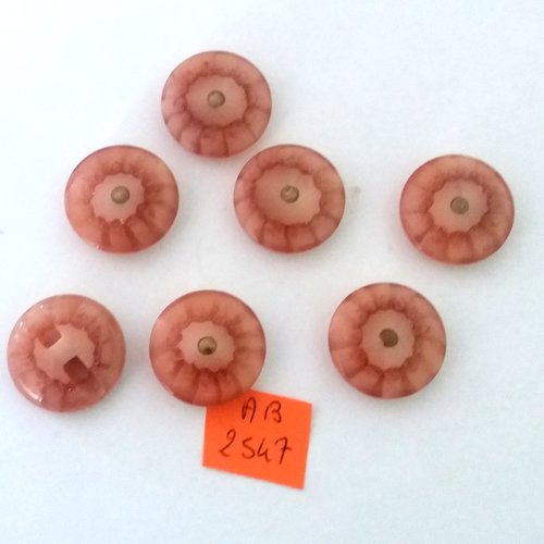 7 boutons en résine vieux rose - 22mm - ab2547
