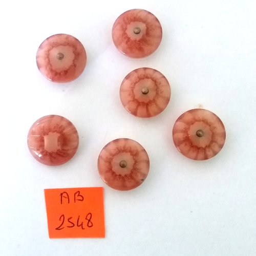 6 boutons en résine vieux rose - 17mm - ab2548