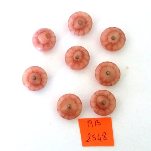 8 boutons en résine vieux rose - 15mm - ab2548