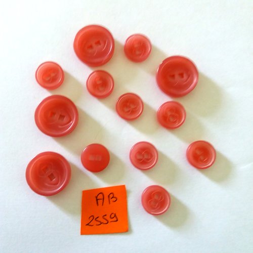 13 boutons en résine vieux rose - 18mm et 12mm - ab2559