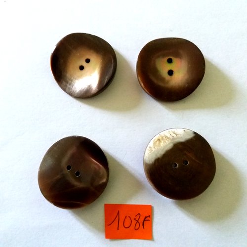 4 boutons en nacre marron - 27mm - 108f
