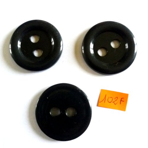 3 boutons en résine noir - 38mm - 102f