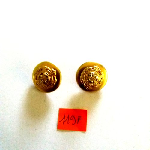 2 boutons en métal doré - 20mm - 119f
