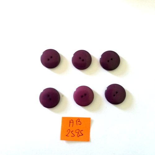 6 boutons en résine violet - 15mm - ab2585