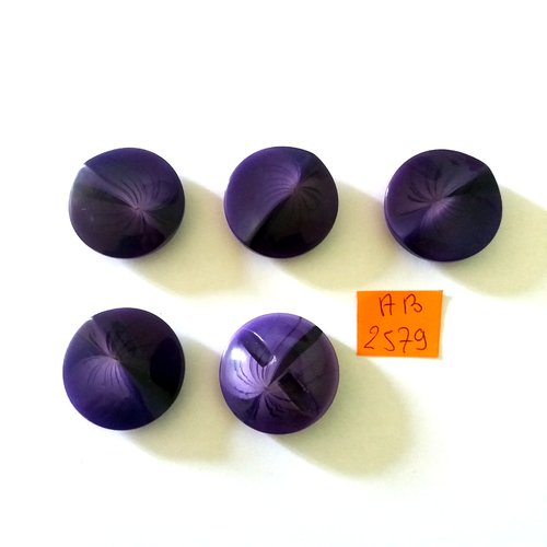 5 boutons en résine violet - 28mm - ab2579
