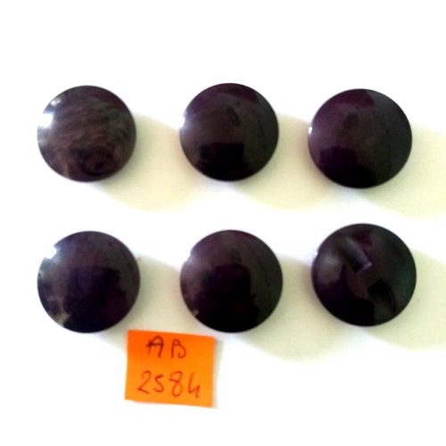 6 boutons en résine violet foncé - 23mm - ab2584