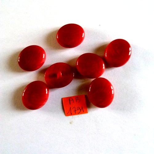 7 boutons en résine rouge/violine - 19x22mm - ab1791