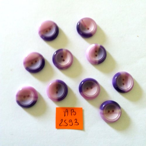 10 boutons en résine mauve et violet - 15mm - ab2593