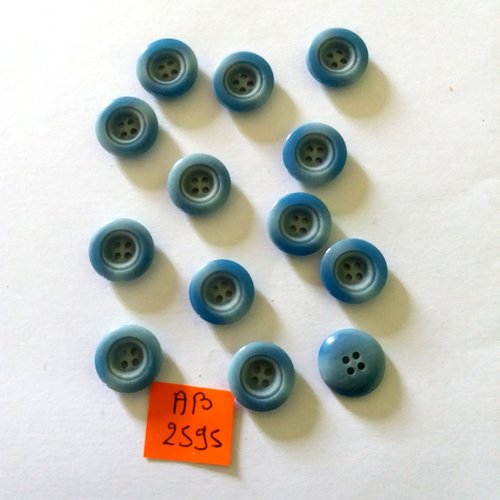 13 boutons en résine bleu - 14mm - ab2595