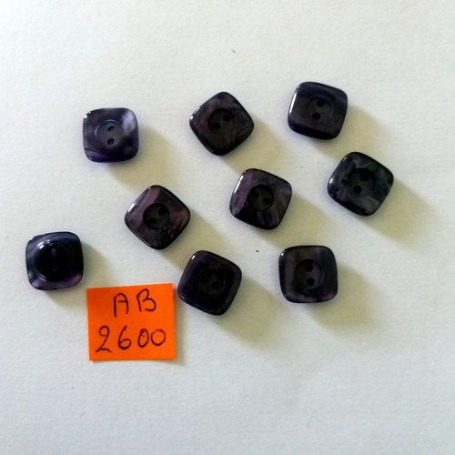 9 boutons en résine violet - 12x12mm - ab2600