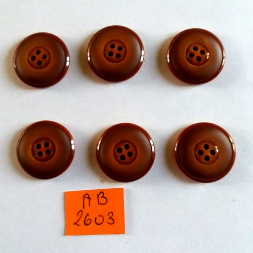 6 boutons en résine marron - 21mm - ab2603