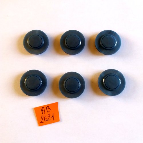 6 boutons en résine bleu - 22mm - ab2621