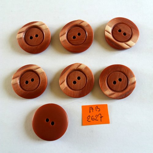 7 boutons en résine marron - 27mm - ab2627