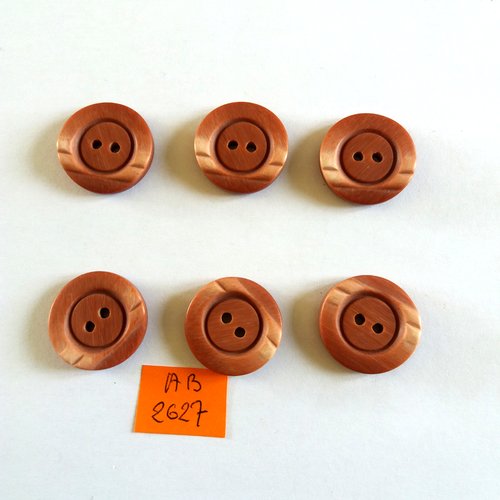 6 boutons en résine marron - 21mm - ab2627