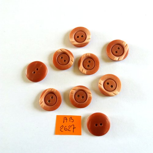 9 boutons en résine marron - 18mm - ab2627