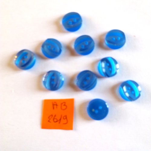 10 boutons en résine bleu - 13mm - ab2619