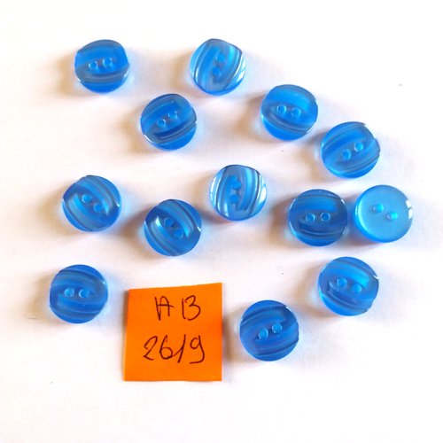 13 boutons en résine bleu - 12mm - ab2619
