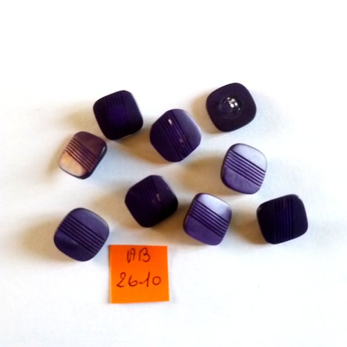 9 boutons en résine violet - 15x15mm - ab2610