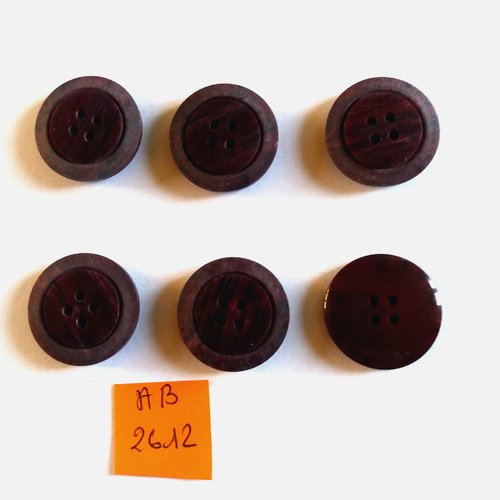 6 boutons en résine violet - 22mm - ab2612