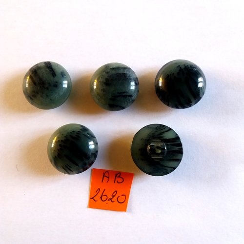 5 boutons en résine bleu/gris - 22mm - ab2620