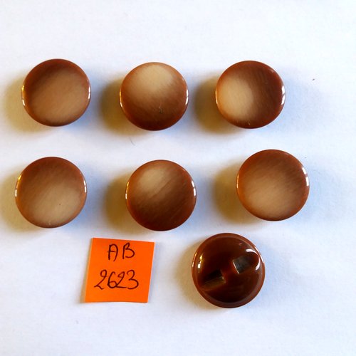 7 boutons en résine marron - 22mm - ab2623