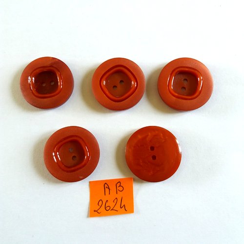 5 boutons en résine marron - 27mm - ab2624
