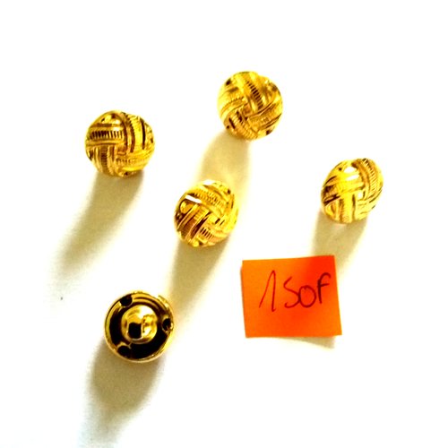 5 boutons en résine doré - 15mm - 150f