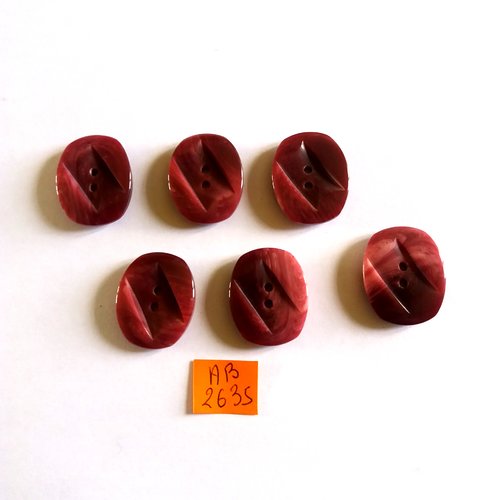 6 boutons en résine violet - 22x27mm - ab2635