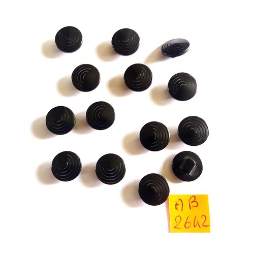 14 boutons en résine noir - 12mm - ab2642