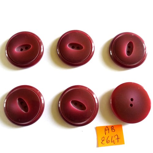 6 boutons en résine violet - 28mm - ab2647