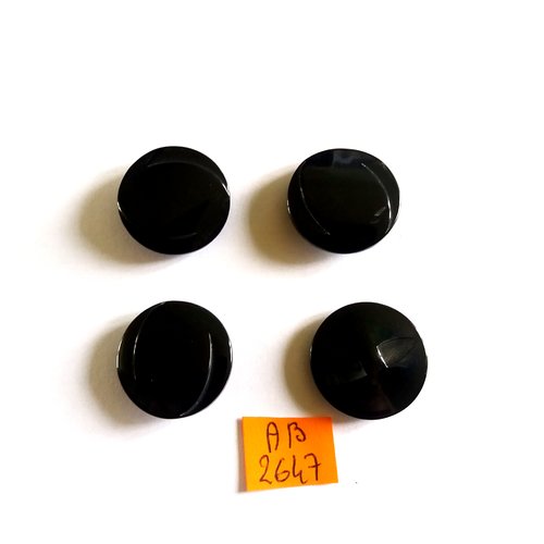 4 boutons en résine noir - 22mm - ab2647