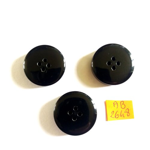 3 boutons en résine noir - 26mm - ab2648