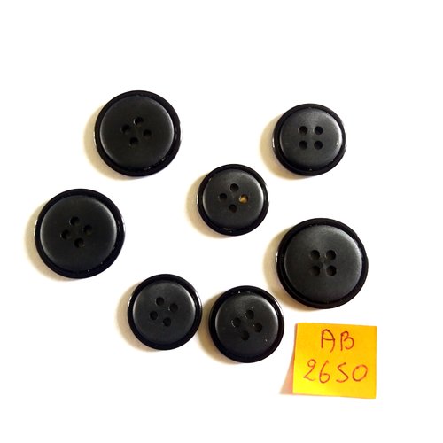 7 boutons en résine noir et gris - 21mm et 17mm - ab2650
