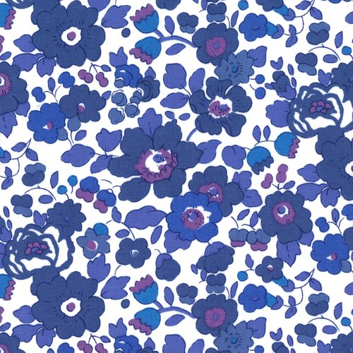 Tissu liberty of london - betsy - fleur bleu - coton - 10cm / laize