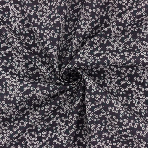 Tissu liberty of london - mitsi valeria - fleur fond gris - coton - 10cm / laize