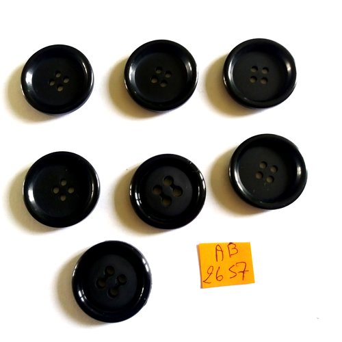 7 boutons en résine noir - 25mm - ab2657