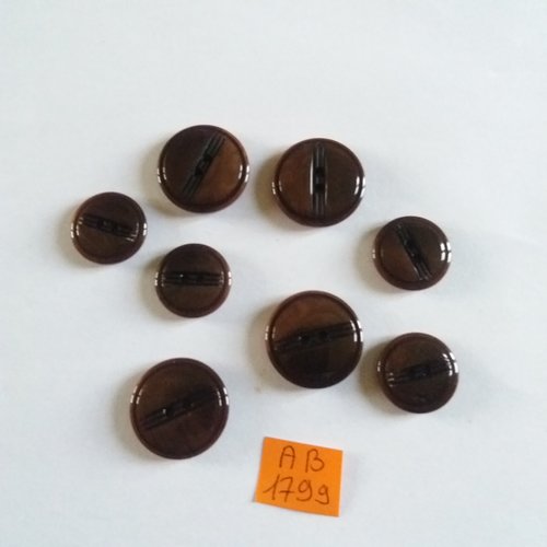 8 boutons en résine marron - 22mm et 18mm - ab1799