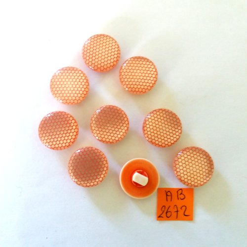 9 boutons en résine orange et blanc - 17mm - ab2672