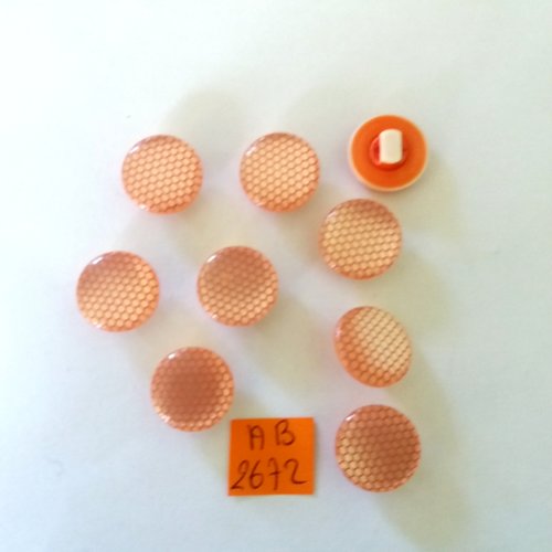 9 boutons en résine orange et blanc - 15mm - ab2672
