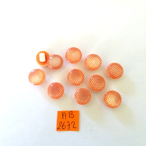 11 boutons en résine orange et blanc - 12mm - ab2672