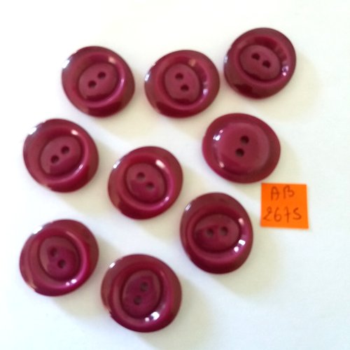 9 boutons en résine violet - 24x26mm - ab2675