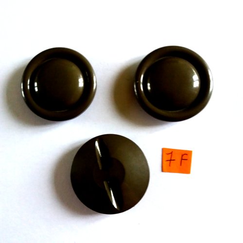 3 boutons en résine taupe - 35mm - 7f